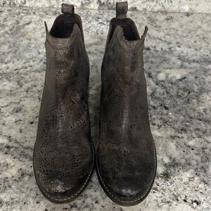 Diba True Dark Brown distressed Leather Ankle Boots